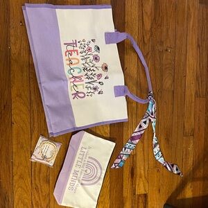 Purple and White Teacher Tote Bag Set